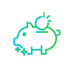 Piggy bank business and finance icon with blue and green gradient outline style. fund, render, piggy bank, toy, economic, retirement, realistic. Vector Illustration