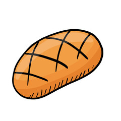 Hand drawn bread doodle. Organic ecological food. Vector flat cartoon illustration