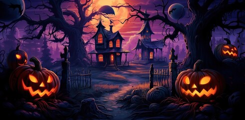 Fototapeta premium halloween in a countryside halloween background