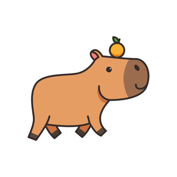 capybara icon. Cartoon hippopotamus. Vector illustration