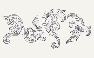 Aesthetics hand drawn doodle line art vintage ornament