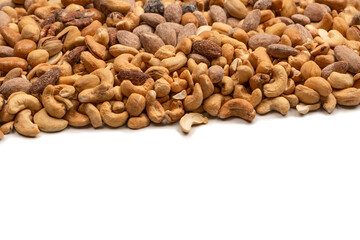 A group of almonds, pistachios, walnuts, macadamia, cashews.