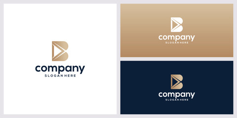 Initial letter b with play button logo design inspiration