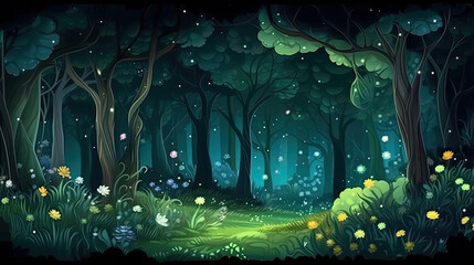 A whimsical dark forest