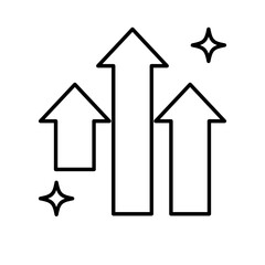 Growth business and finance icon with black outline style. strategy, career, opportunity, hand, growing, digital, technology. Vector Illustration