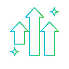 Growth business and finance icon with blue and green gradient outline style. strategy, career, opportunity, hand, growing, digital, technology. Vector Illustration