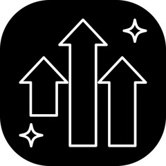 Growth business and finance icon with black filled outline style. strategy, career, opportunity, hand, growing, digital, technology. Vector Illustration
