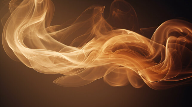 abstract smoke background a single line of brown smoke against a contrasting backdrop, Generative AI