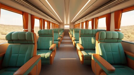 Fototapeta premium Interior of luxurious train. Generative Ai