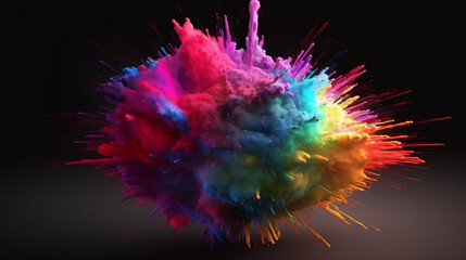 Exploding colors on a dark background. Generative ai