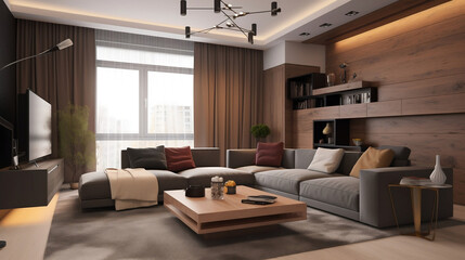 modern living room interior. Generative ai
