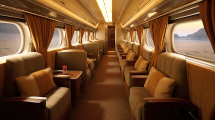 Interior of luxurious train. Generative Ai