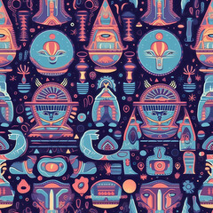 Egyptian symbols and signs seamless background  Ai generative
