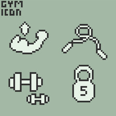 this is Gym and Sport icon use 1 bit style in pixel art with white color and green background ,this item good for presentations,stickers, icons, t shirt design,game asset,logo and your project.