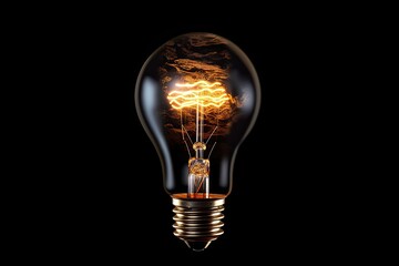light bulb on black background, brainstorming idea, concept and innovation