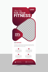 Modern Advertising Fitness, Gym, Workout, Sports, Body Building Rollup Banner Design Template.