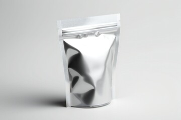 White ziplock doypack mockup on white background Generative AI