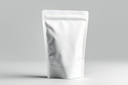 White ziplock doypack mockup on white background Generative AI