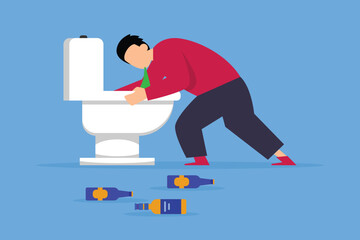 Having hangover after party 2d vector illustration concept for banner, website, illustration, landing page, flyer, etc.