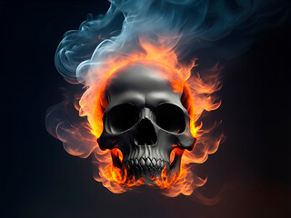 puffs of fire burst out of the smoke in the form of a skull