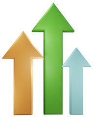 3D growth graph arrows. Business and financial investment concept.
