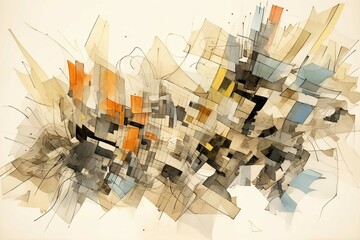 Wild abstract painting with muted colors and crazy shapes. Generated Ai