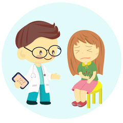 doctor taking care of patient stomachache.