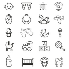 Minimal cute baby icon set