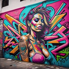 Graffiti on the wall || aesthetic woman, Generative-AI