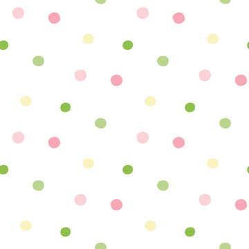 Seamless Pattern with Pastel Dot Design on White Background
