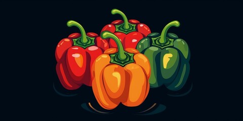 Aromatic Paprika Spice On Dark Background, Horizontal Trendy Illustration. Healthy Vegetarian Diet. Ai Generated Bright Trendy Illustration with Delicious Flavory Paprika Spice.