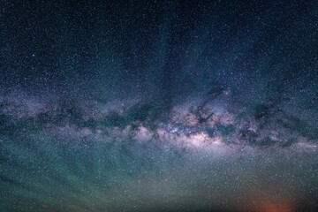 Stargazing at Mauna Kea, Big Island, Hawaii. Starry night sky, Milky Way galaxy astrophotography. Airglow (also called nightglow) is a faint emission of light by a planetary atmosphere. 