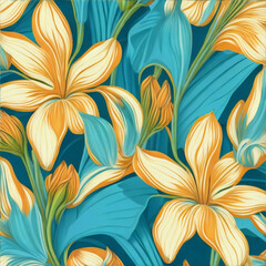 Floral background with orange lilies Generative AI