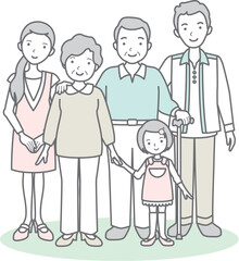 家族介護のベクターイラスト
