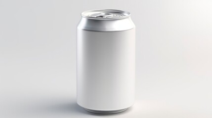 a photo of white can of soda mock up on soft colour background with copy space generative ai