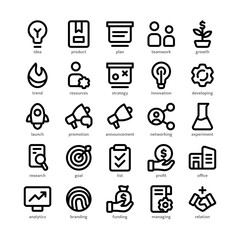 Set of startup and business icons