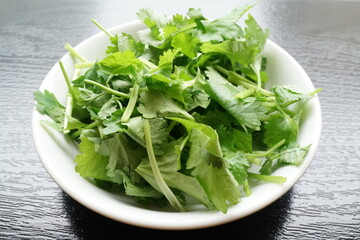 皿いっぱいのパクチー