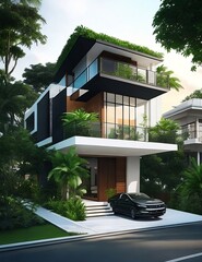Modern house in the city