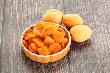 Dried apricot heap in the bowl