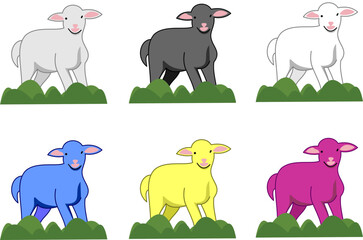 set of funny cartoon sheep