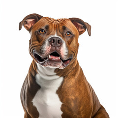 American Staffordshire Terrier dog portrait isolated on white background, ai generative