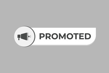 Promoted Button. Speech Bubble, Banner Label Promoted