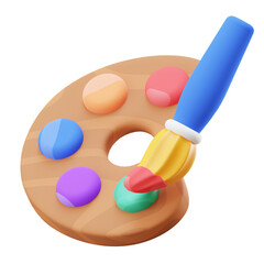 color palette and brush 3d icon