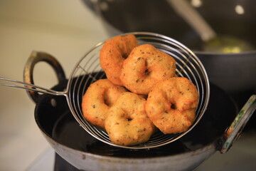 vada south indian famous breakfast tiffins closeup with selective focus and blur