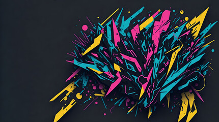 Fototapeta na wymiar An Abstract Graffiti Wonderland of Vivid Colors in Dark Black Vector Illustration