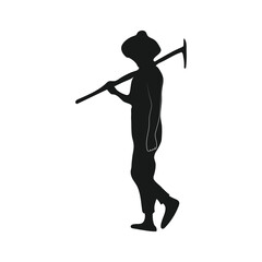 icon of a man hoeing vector