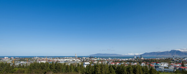 Reykjavik, capital city of iceland in summer, paronamic view