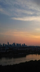 Naklejka premium City panorama, Warsaw skyline with at beautiful sunset clouds..