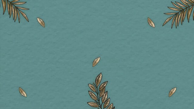 Backgrounds. Gilded Paper Plants with Stop Motion Effect. 
