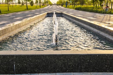 Water fountain in the city for public recreation and relaxation